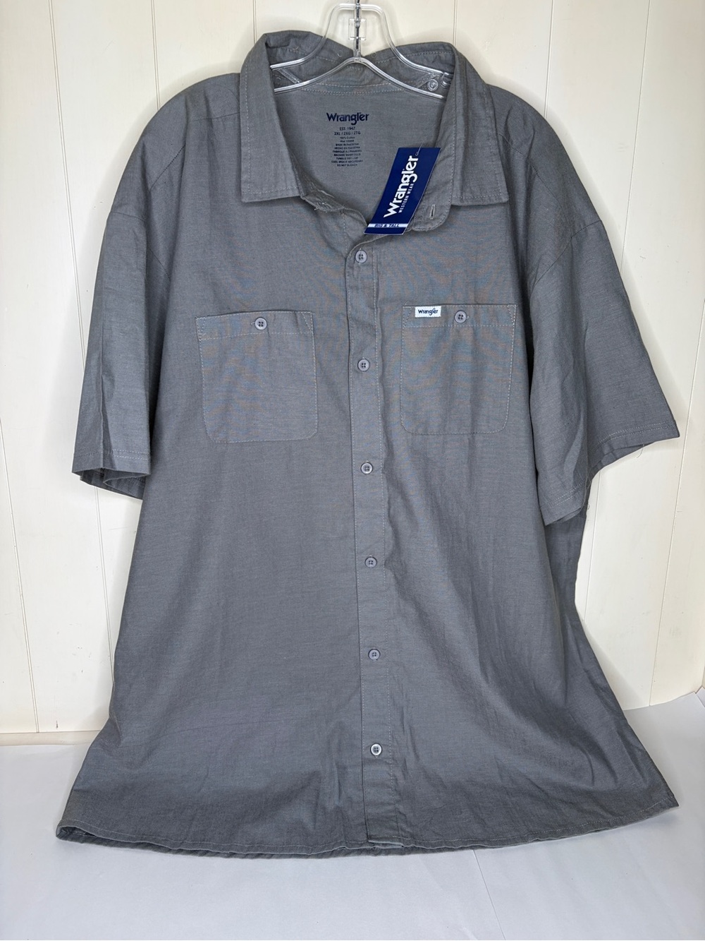 Wrangler Button-Up Shirt - Mens 2XL - Gray 100% Cotton - New